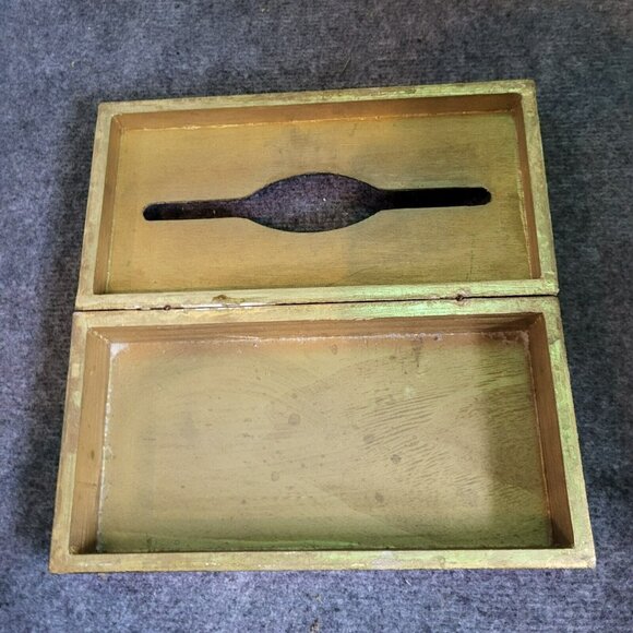Vintage Tissue Box Cover in Green and Gold - Picture 4 of 5